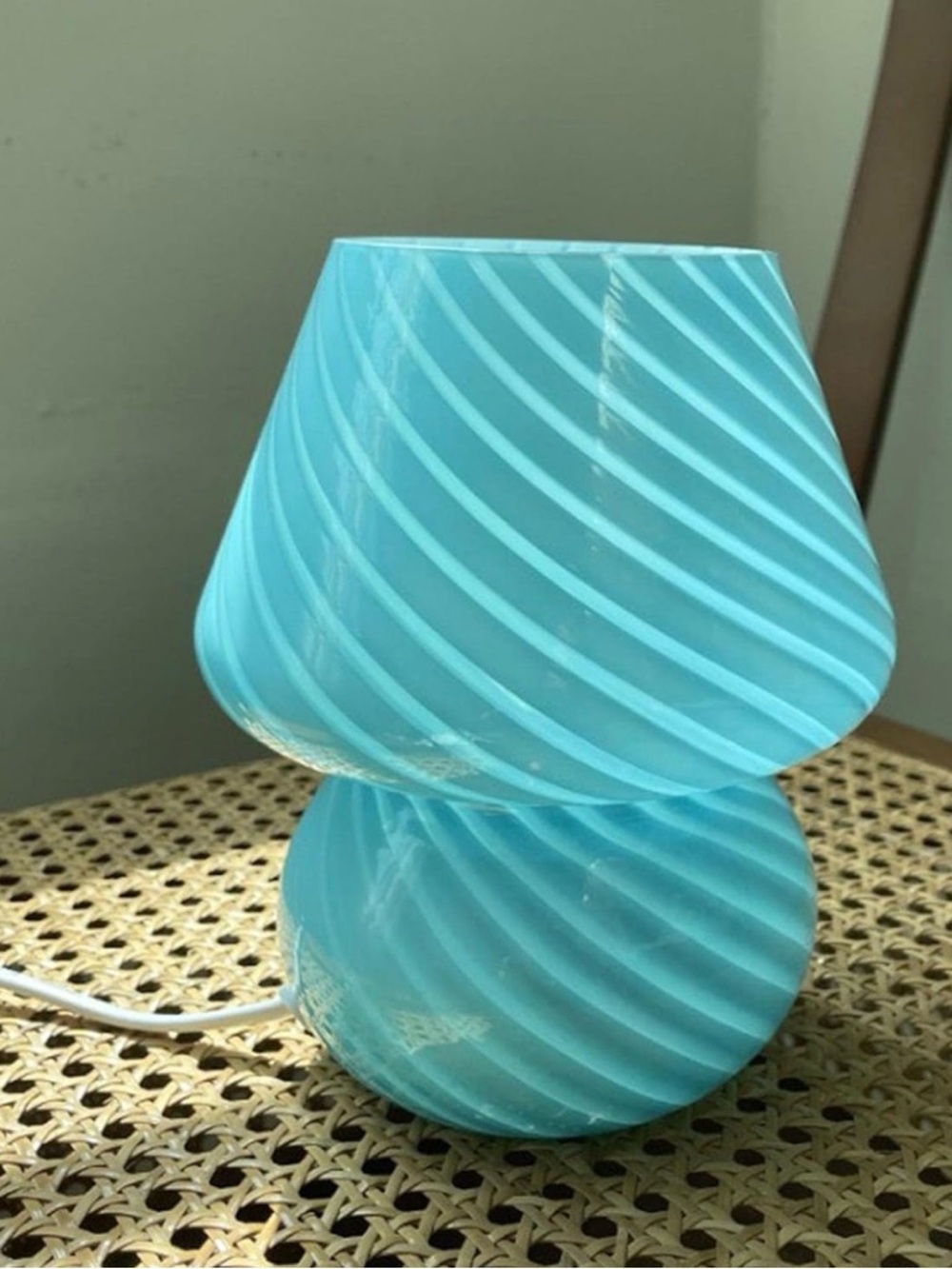 Blue Swirl Glass Accent Table Lamp - Home Accents Decor